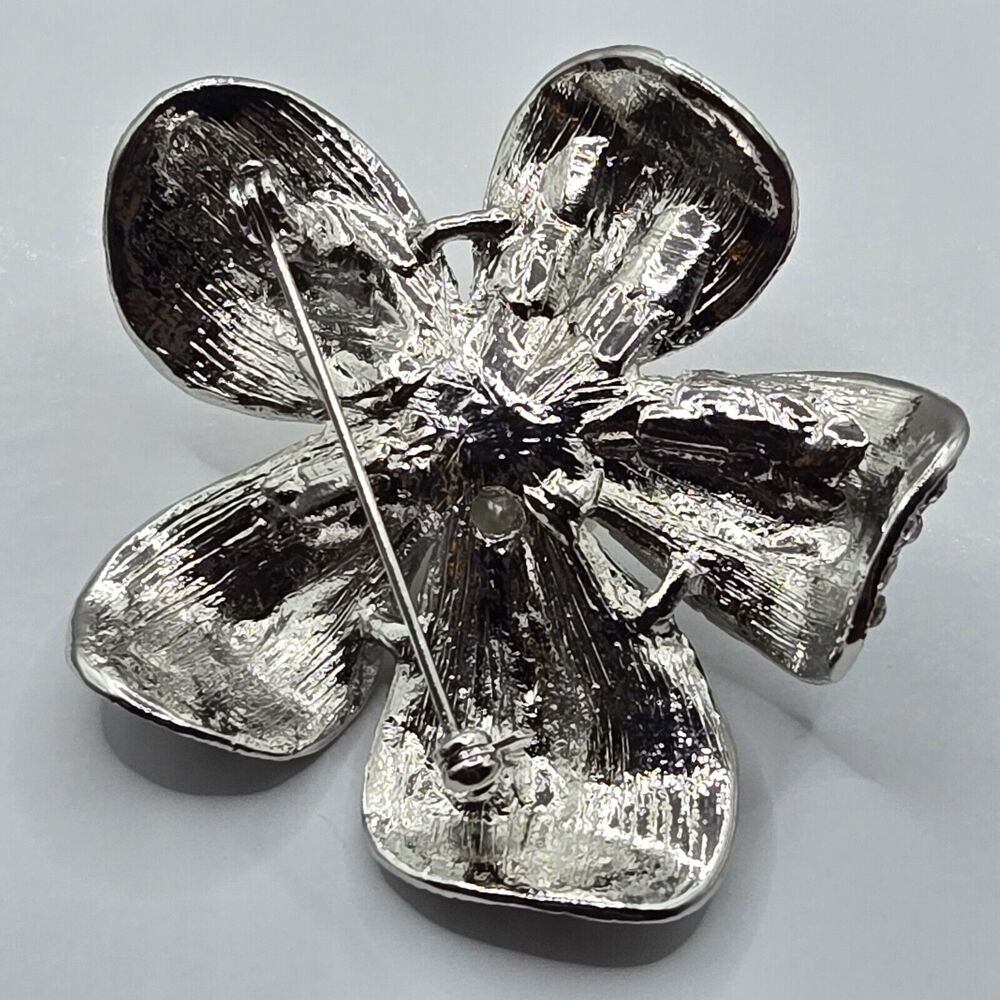 Premier Designs Prissy Brooch Rhinestones Faux Pearl Floral Motif Formal 2" READ - Picture 5 of 10